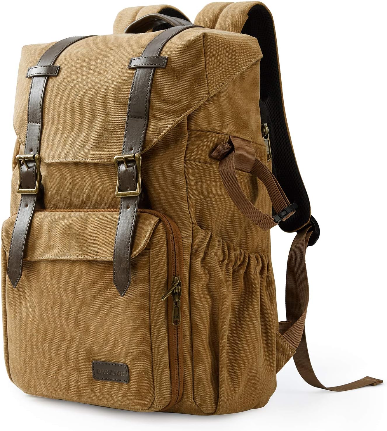 BAGSMART Camera Backpack, DSLR Camera Bag, Waterproof Camera Bag Backpack for Photographers, Fit up to 15 Laptop with Rain Cover and Tripod Holder, Khaki