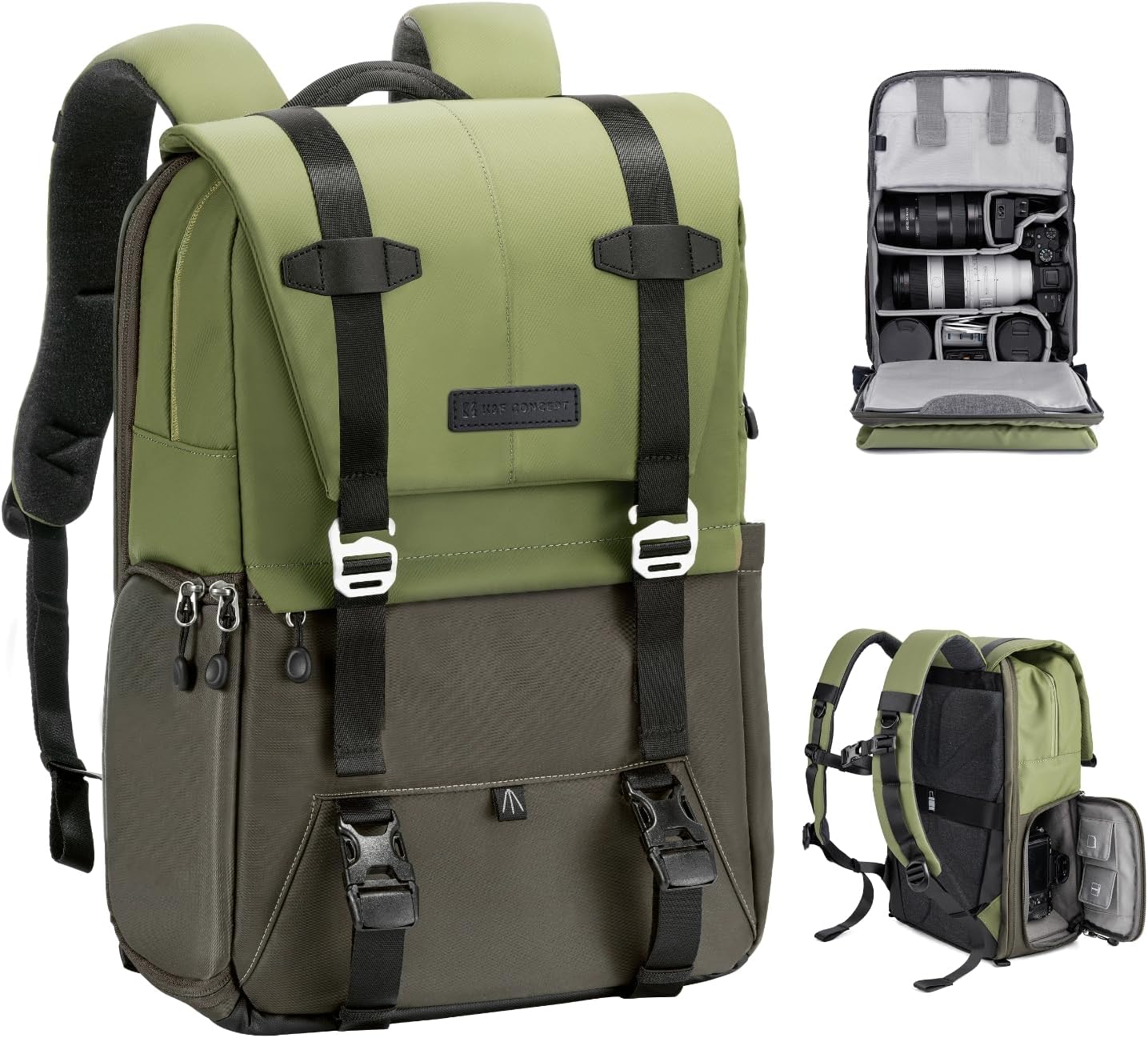 KF Concept Camera Backpack, Camera Bags for Photographers Large Capacity Camera Case with Raincover,15-15.6 Inch Laptop Compartment Compatible for Canon/Nikon/Sony/DJI Mavic Drone(Backpack 20L)