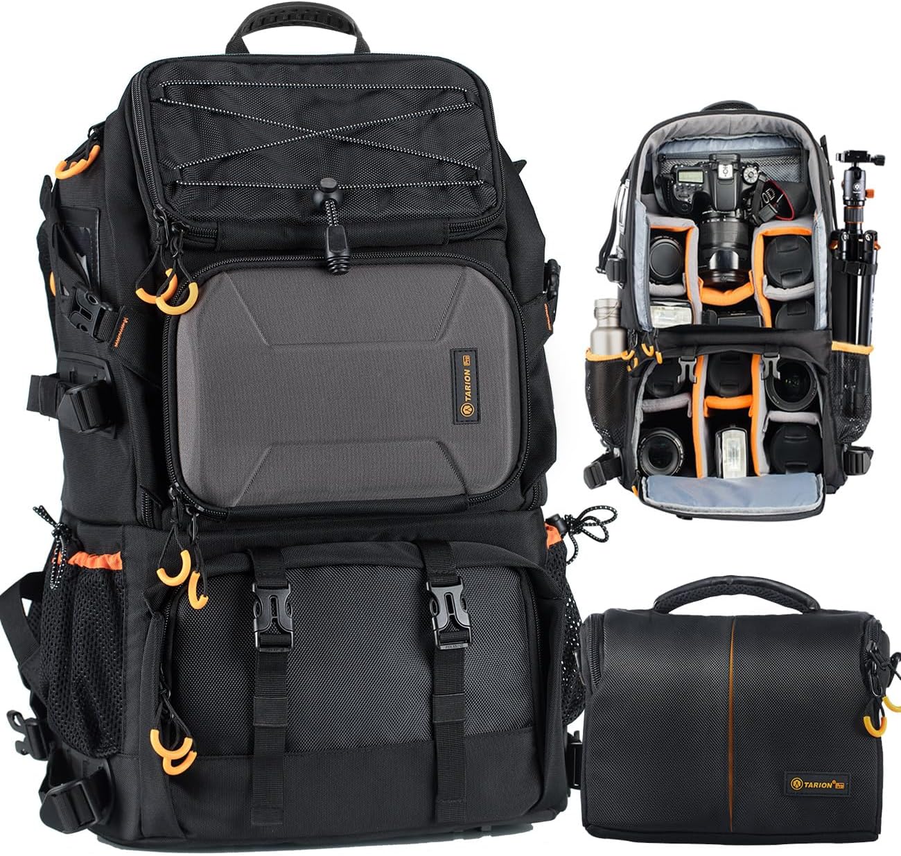 TARION Pro 2 Bags in 1 Camera Backpack Large with 15.6 Laptop Compartment Waterproof Rain Cover Extra Large Travel Hiking Camera Backpack DSLR Bag