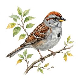 American Tree Sparrow — watercolor illustration