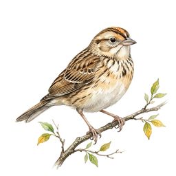 Baird's Sparrow — watercolor illustration