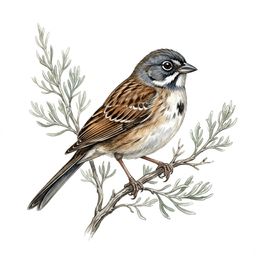 Bell's Sparrow — watercolor illustration