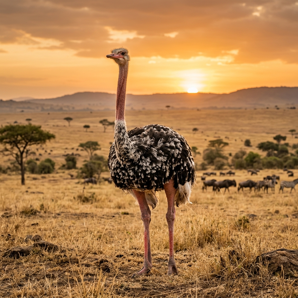 Ostrich standing in African savanna