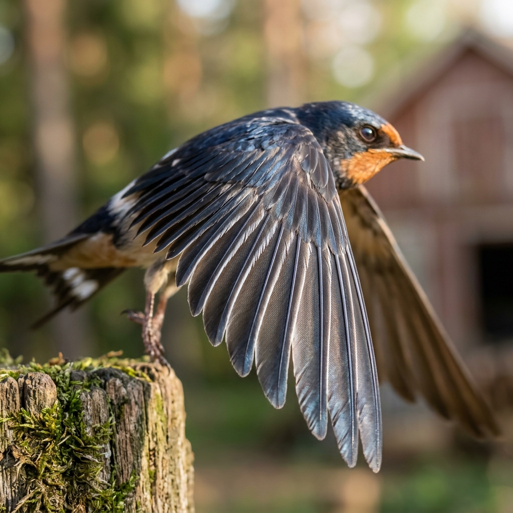 Close-up focusing on intricate wing feathers of a bird in flight