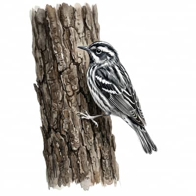Black-and-white Warbler — watercolor illustration
