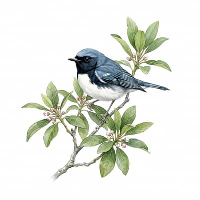 Black-throated Blue Warbler — watercolor illustration