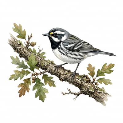 Black-throated Gray Warbler — watercolor illustration