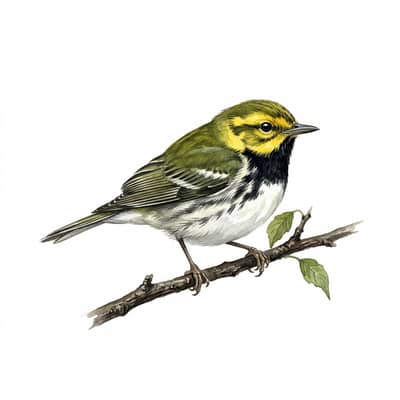 Black-throated Green Warbler — watercolor illustration