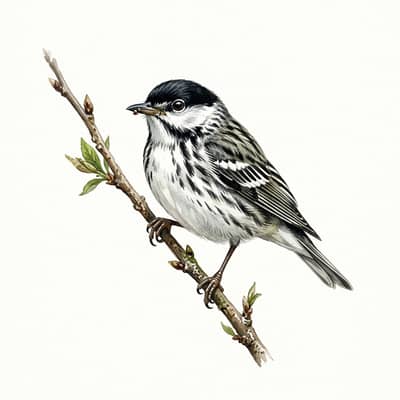 Blackpoll Warbler — watercolor illustration