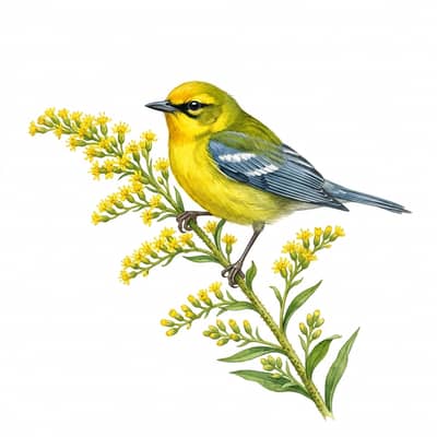 Blue-winged Warbler — watercolor illustration