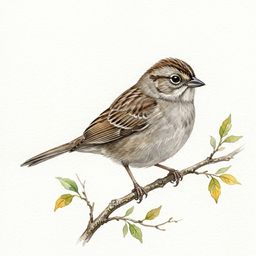 Brewer's Sparrow — watercolor illustration