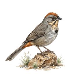 Canyon Towhee — watercolor illustration
