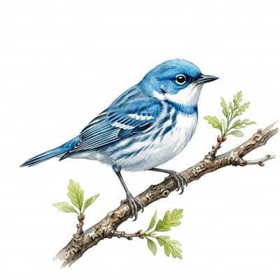 Cerulean Warbler — watercolor illustration