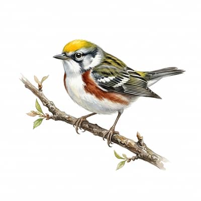Chestnut-sided Warbler — watercolor illustration