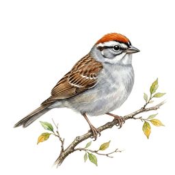 Chipping Sparrow — watercolor illustration