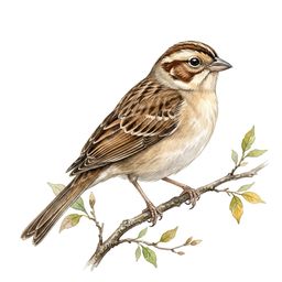 Clay-colored Sparrow — watercolor illustration