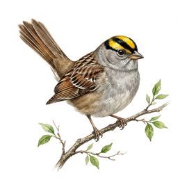 Golden-crowned Sparrow — watercolor illustration
