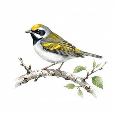 Golden-winged Warbler — watercolor illustration
