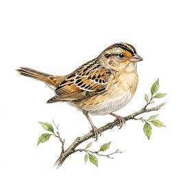 Grasshopper Sparrow — watercolor illustration