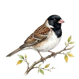 Harris's Sparrow — watercolor illustration