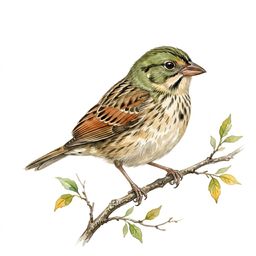 Henslow's Sparrow — watercolor illustration