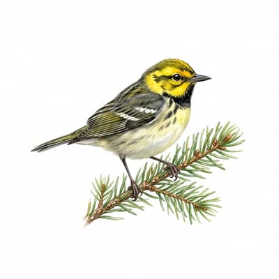 Hermit Warbler — watercolor illustration