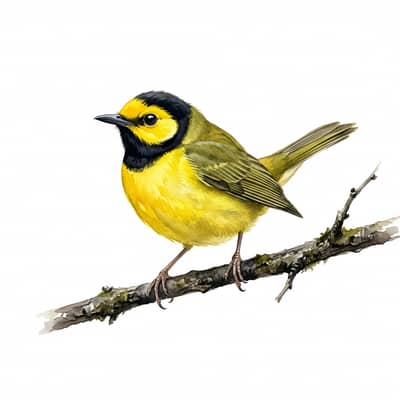 Hooded Warbler — watercolor illustration