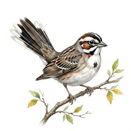 Lark Sparrow — watercolor illustration
