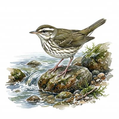 Louisiana Waterthrush — watercolor illustration