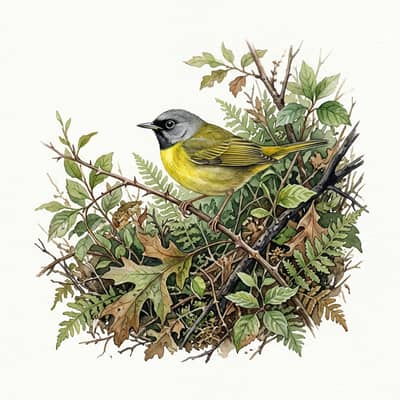 Mourning Warbler — watercolor illustration
