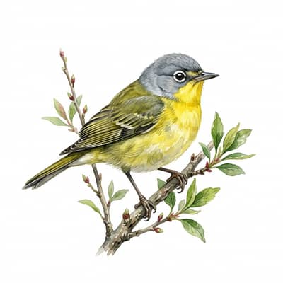 Nashville Warbler — watercolor illustration
