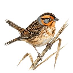 Nelson's Sparrow — watercolor illustration