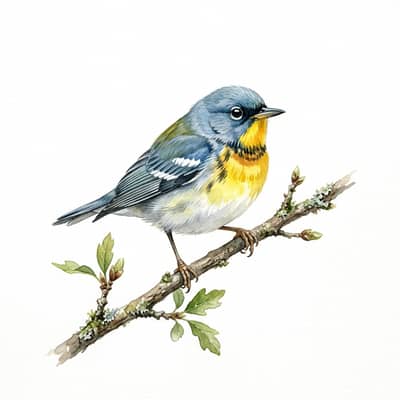 Northern Parula — watercolor illustration
