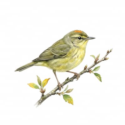 Orange-crowned Warbler — watercolor illustration