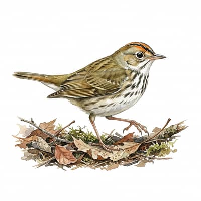 Ovenbird — watercolor illustration