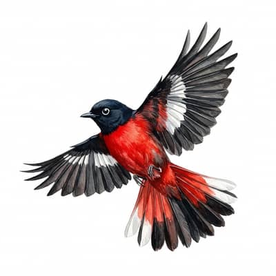 Painted Redstart — watercolor illustration
