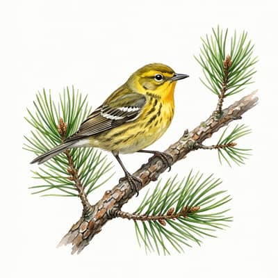 Pine Warbler — watercolor illustration