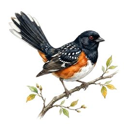 Spotted Towhee — watercolor illustration