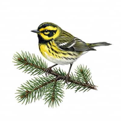 Townsend's Warbler — watercolor illustration