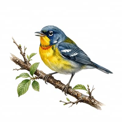 Tropical Parula — watercolor illustration