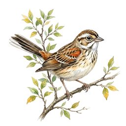 Vesper Sparrow — watercolor illustration