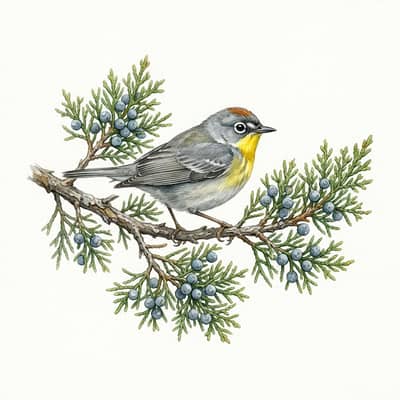 Virginia's Warbler — watercolor illustration