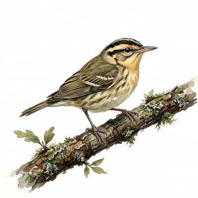 Worm-eating Warbler — watercolor illustration