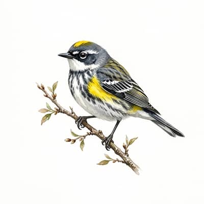 Yellow-rumped Warbler — watercolor illustration